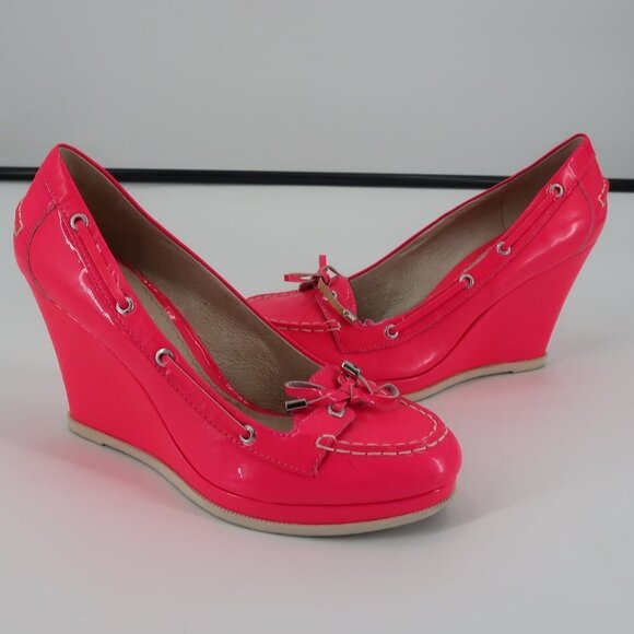Jeffrey Campbell x Sperry Hot Pink Patent Leather Wedge Size 10 - Picture 1 of 12